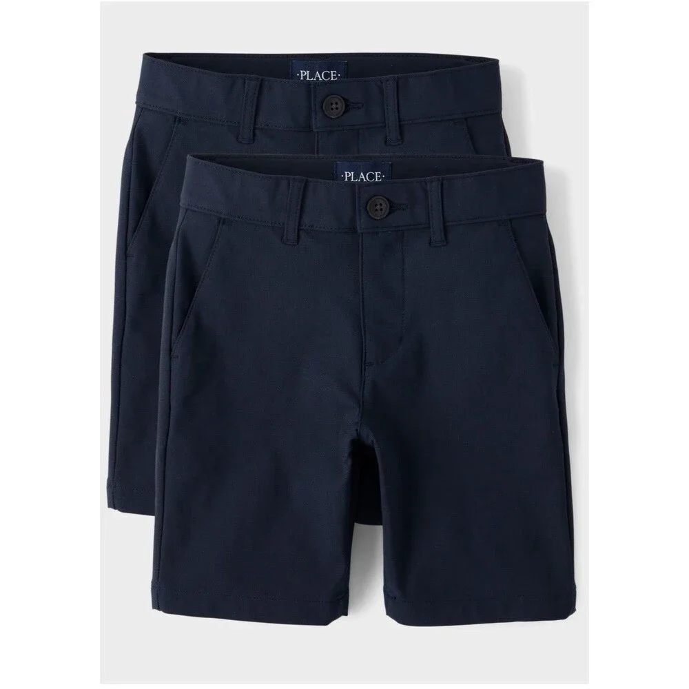 Childrens Place Boys Uniform Quick Dry Chino Shorts - Sz 14 - Navy - set of 2